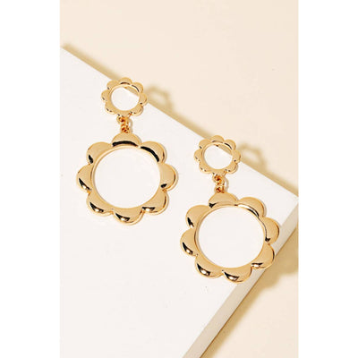 Double Flower Hoop Drop Earrings - 190 Jewelry