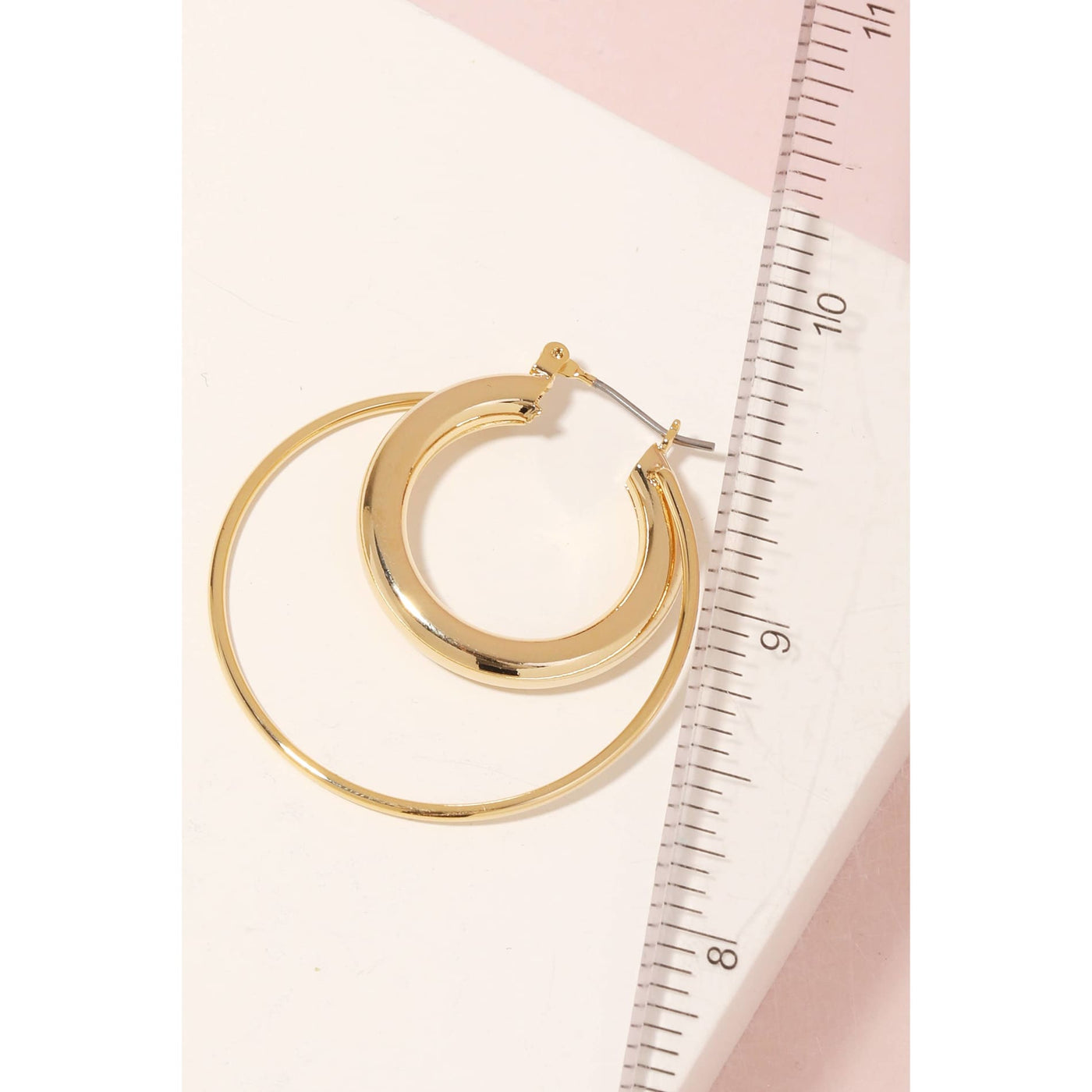 Double Layered Pincatch Hoop Earrings - 190 Jewelry