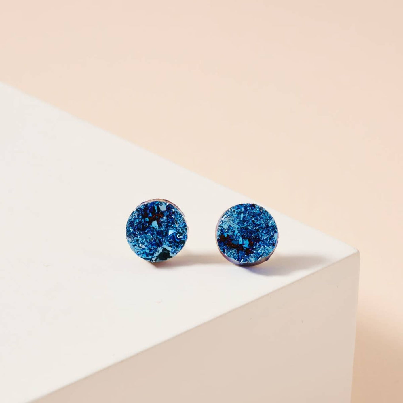 Druzy Stone Stud Earrings - Blue - 190 Jewelry