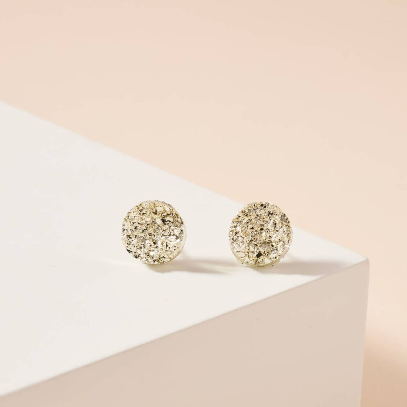 Druzy Stone Stud Earrings - Gold - 190 Jewelry