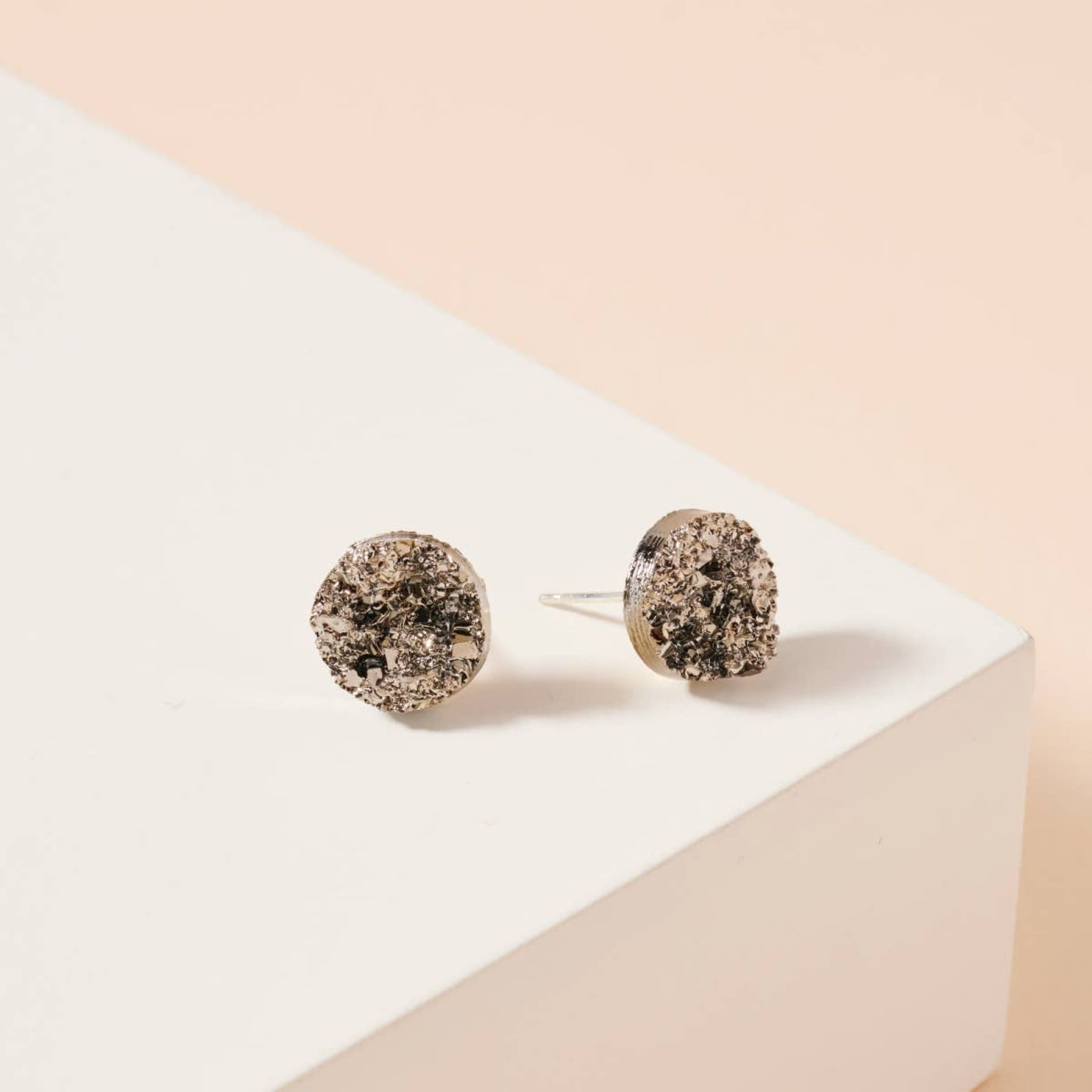 Druzy Stone Stud Earrings - Hematite - 190 Jewelry