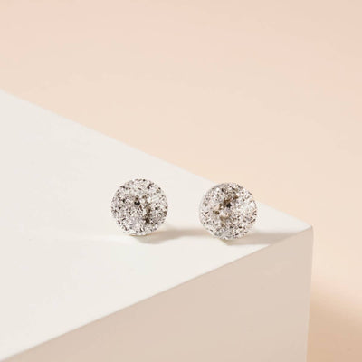 Druzy Stone Stud Earrings - Silver - 190 Jewelry