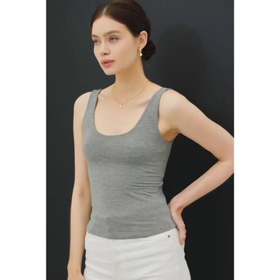 Everyday Basic Tank - S / Scoop Neck / Charcoal - 180 Basics