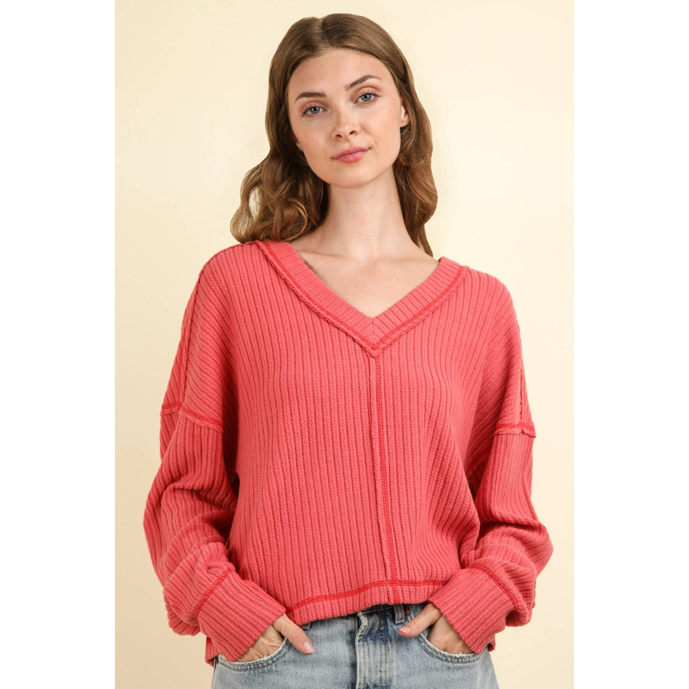 Everything I Want Top - S / Coral - 120 Long Sleeve Tops