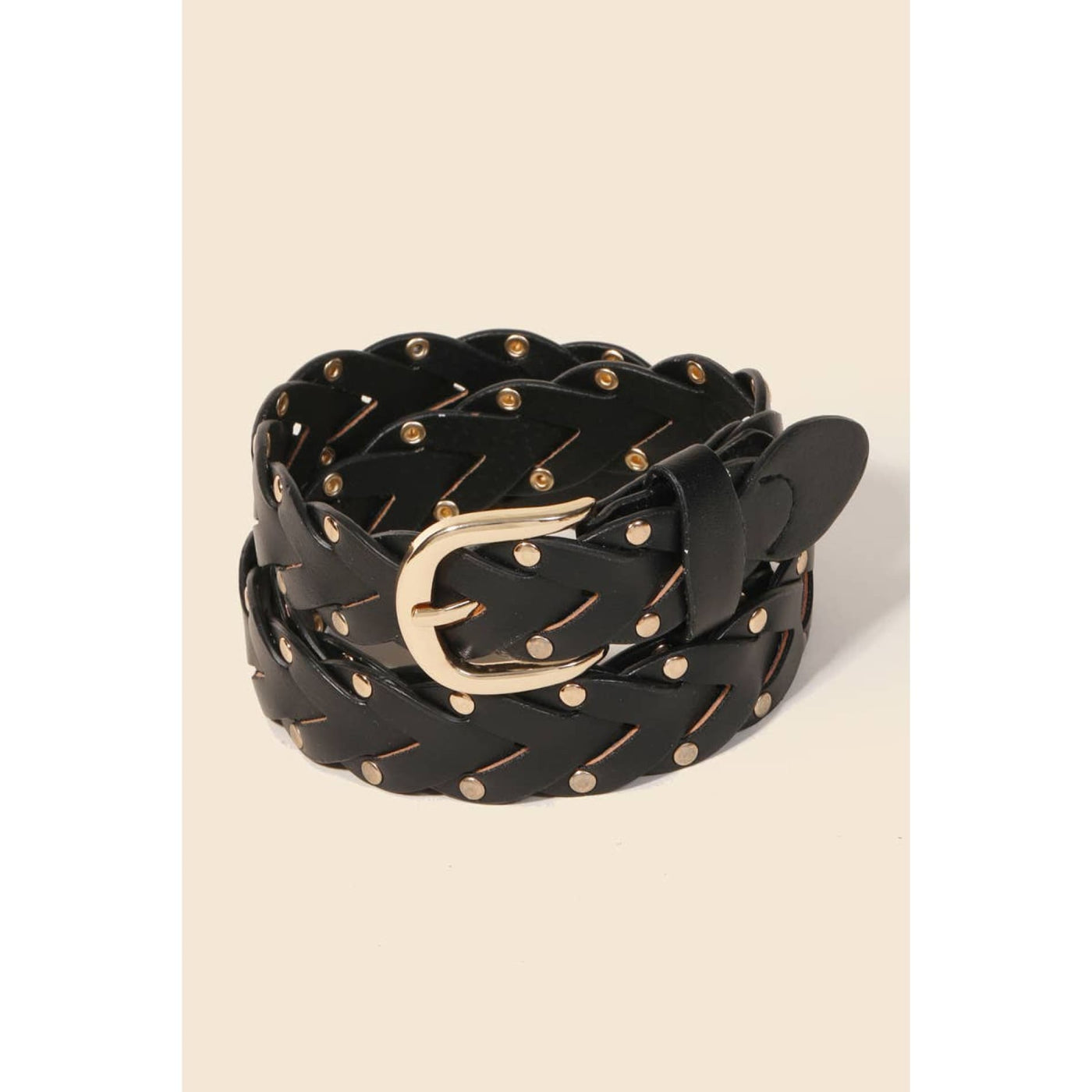 Faux Leather Braided Belt - Black - 210 Other Accessories