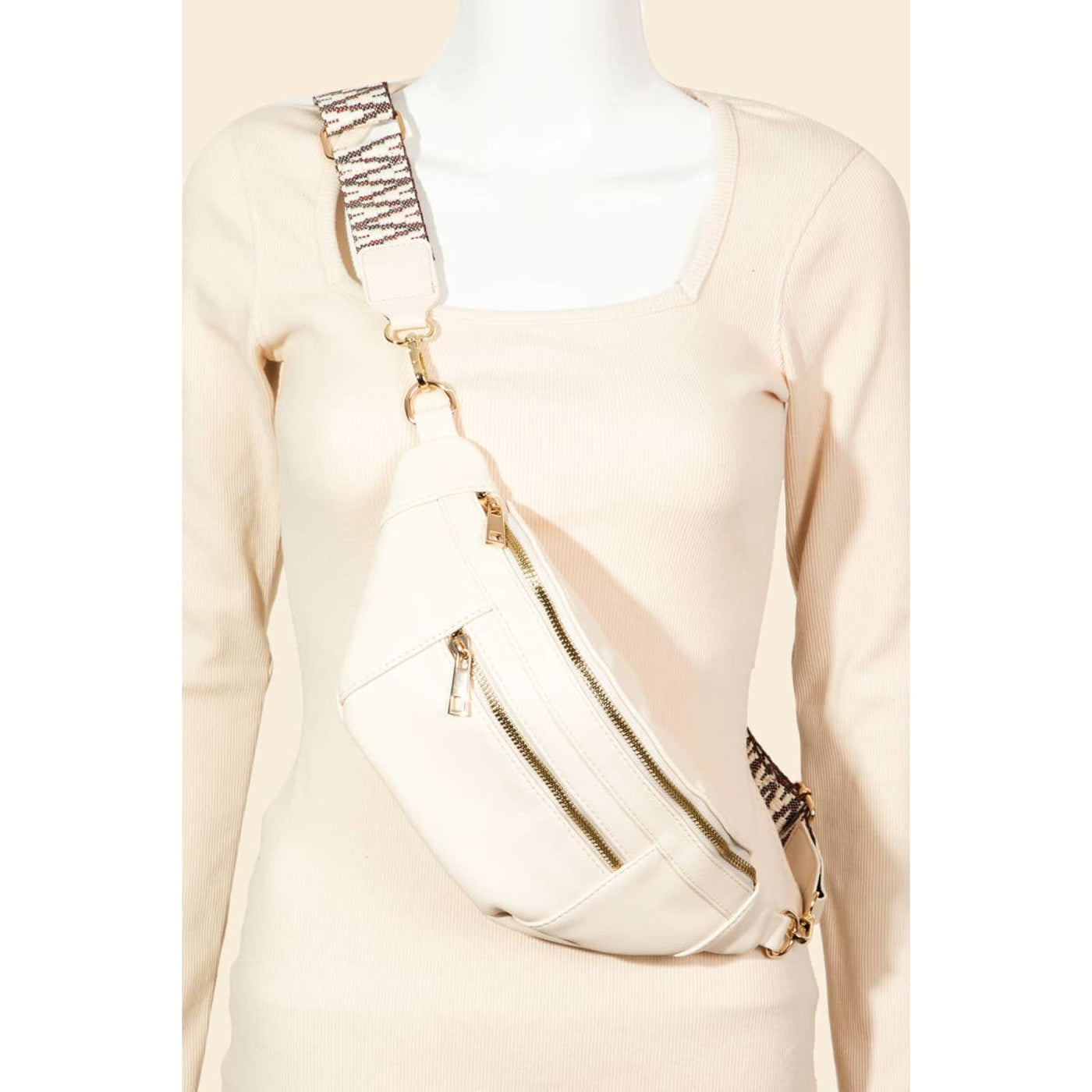 Faux Leather Fanny Pack - Ivory - 200 Handbags