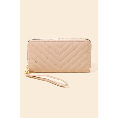 Faux Leather Quilted Wallet - Taupe 200 Handbags