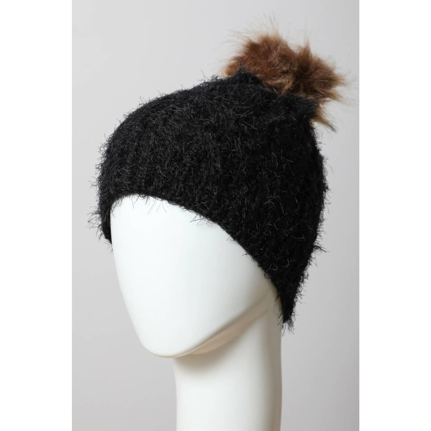 Faux Mohair Cable Knit Pom Pom Beanie - 210 Other Accessories