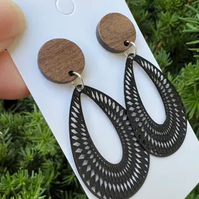 Filigree Teardrop Earrings - Black - 190 Jewelry