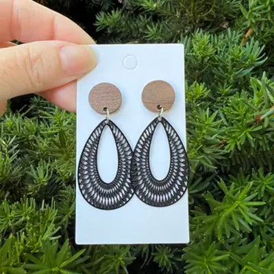 Filigree Teardrop Earrings - Black - 190 Jewelry