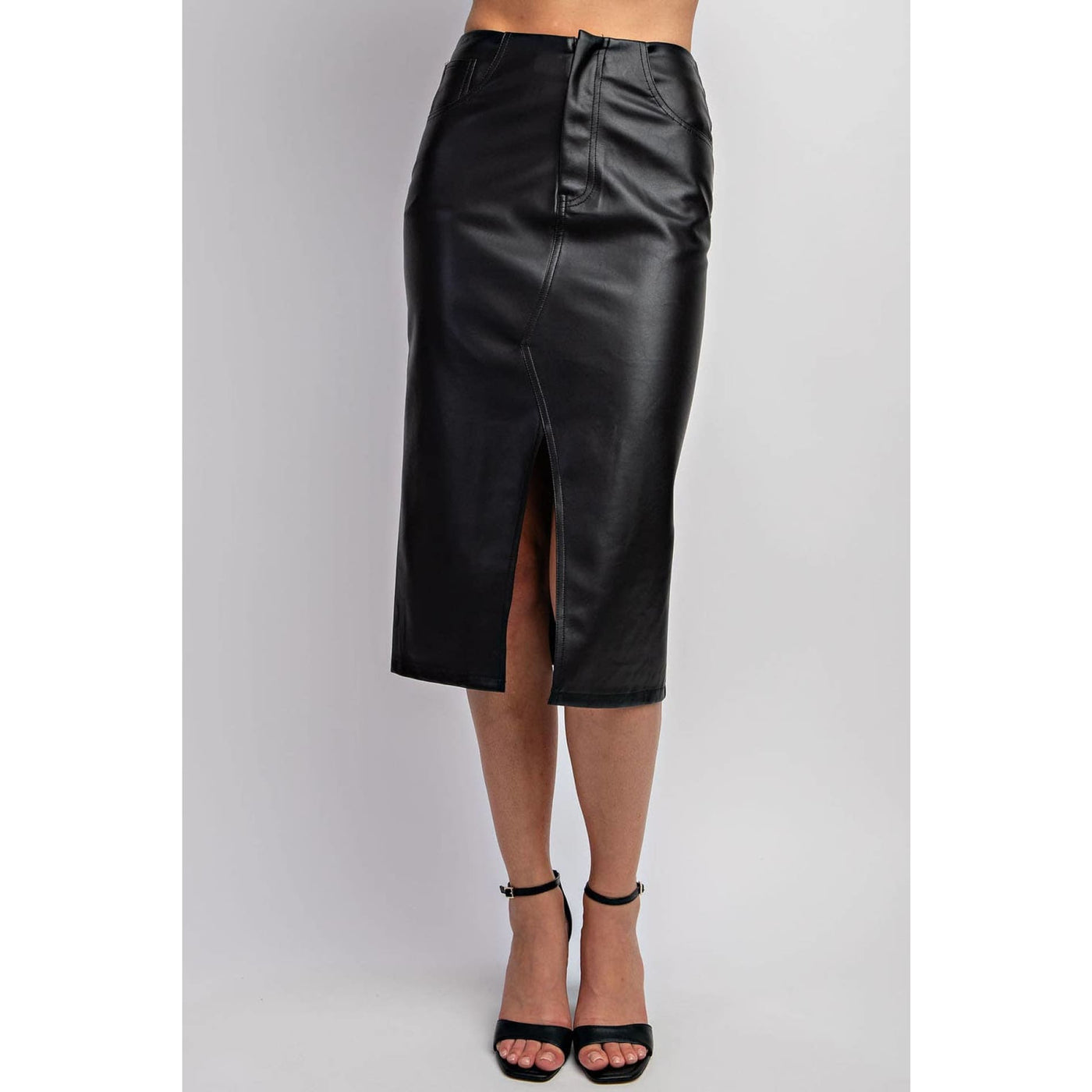 Find The Time Faux Leather Midi Skirt - 150 Bottoms