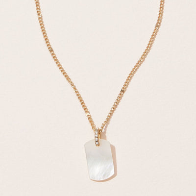 Flat Pearl Paved Link Necklace - Gold - 190 Jewelry