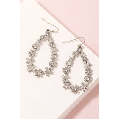 Floral Teardrop Cutout Earrings - Silver - 190 Jewelry