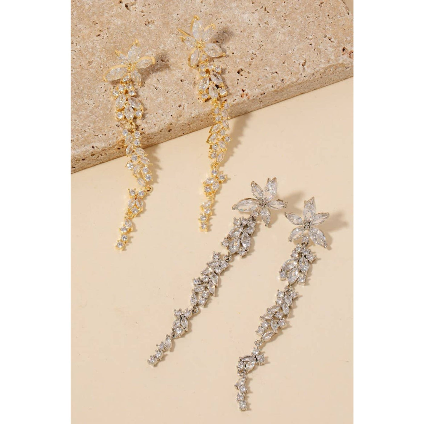 Flower Chain Dangle Earrings - 190 Jewelry