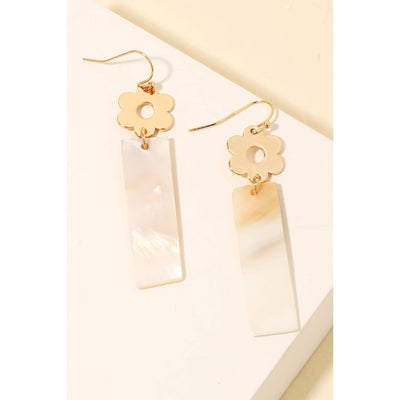 Flower & Seashell Bar Earrings - 190 Jewelry
