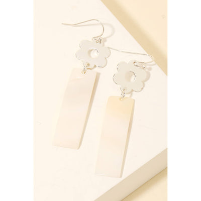 Flower & Seashell Bar Earrings - Silver 190 Jewelry