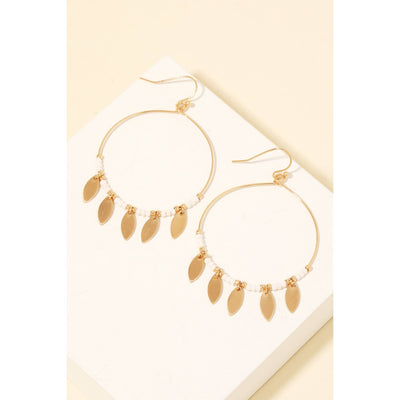 Fringe Hoop Drop Earrings - White - 190 Jewelry