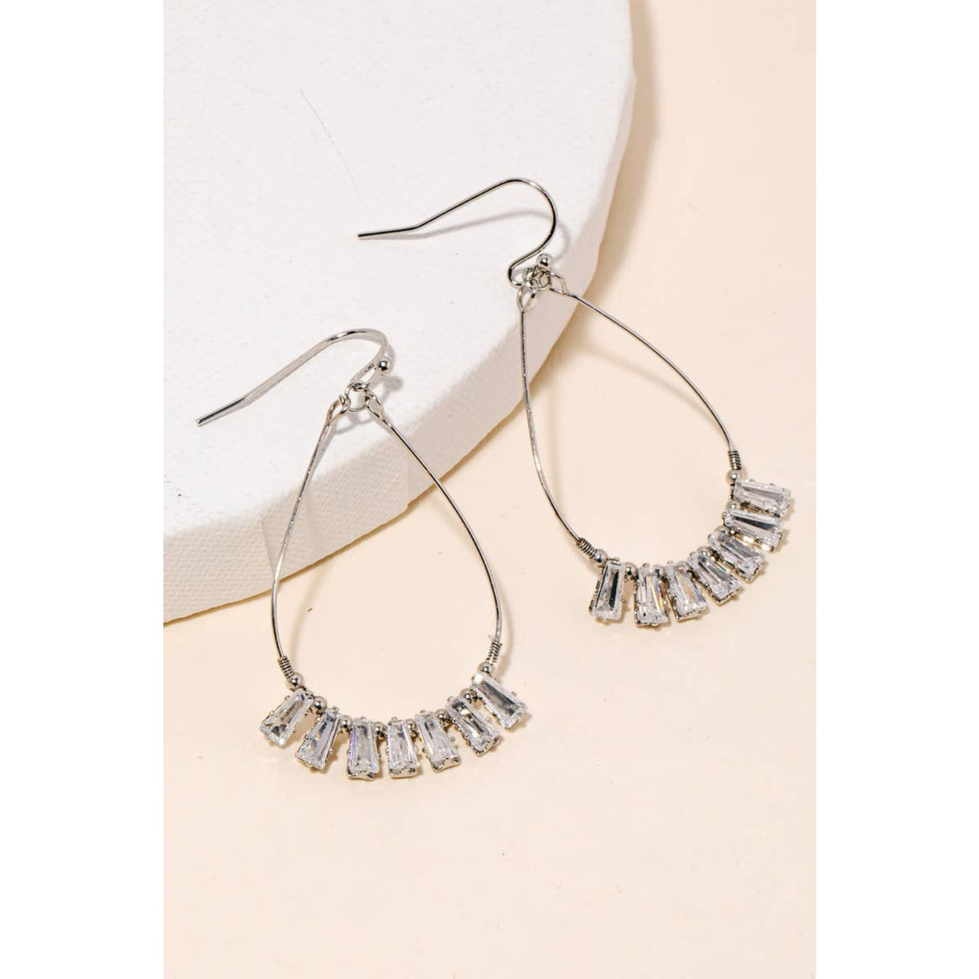 Gem Fringe Dangle Earrings - Silver - 190 Jewelry