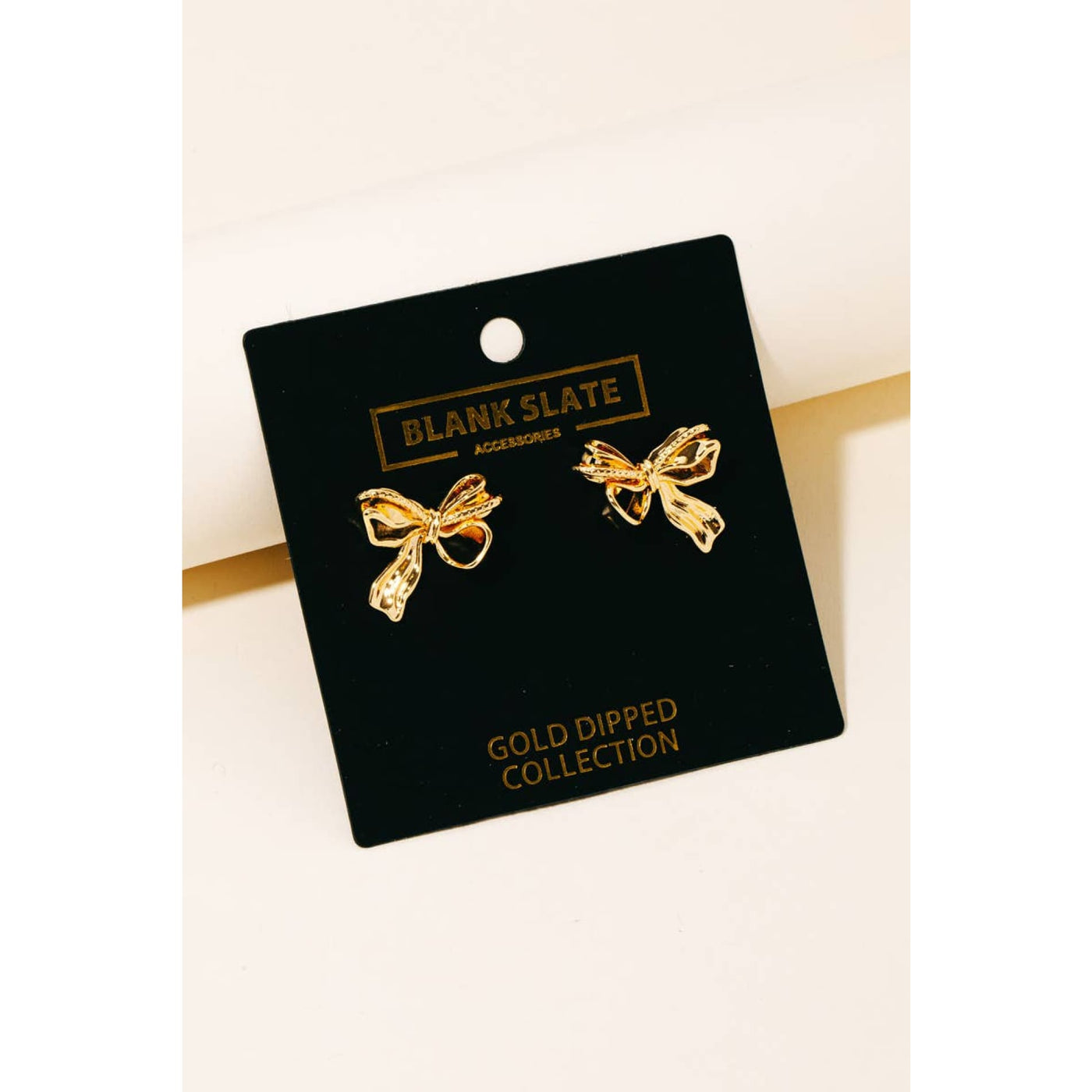 Gold Dipped Bow Stud Earrings - Gold - 190 Jewelry