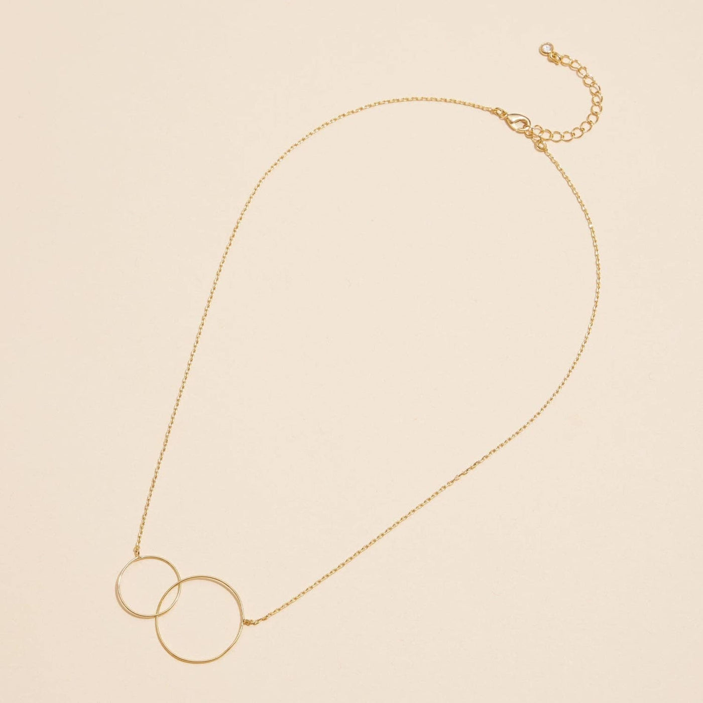 Gold Dipped Double Circle Interlocking Necklace - Gold - 190 Jewelry