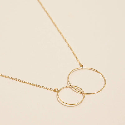 Gold Dipped Double Circle Interlocking Necklace - 190 Jewelry