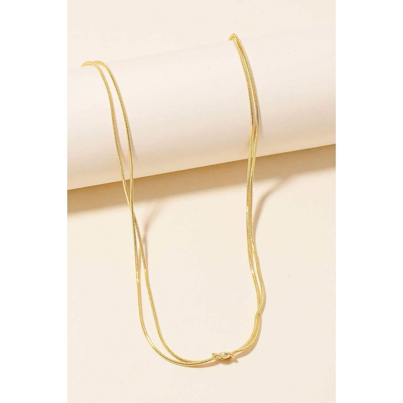 Gold Dipped Knot Rope Chain Double Necklace - Gold - 190 Jewelry