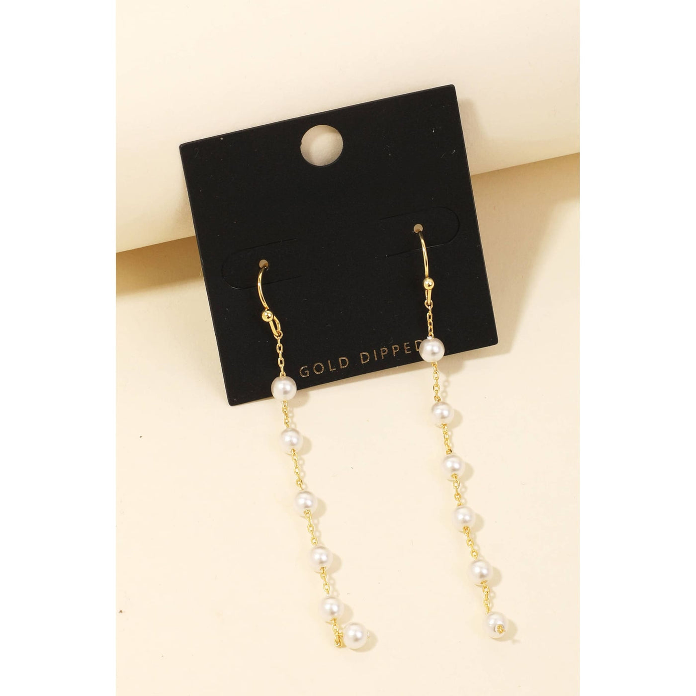 Gold Dipped Pearl Beads Chain Earrings - Gold - 190 Jewelry