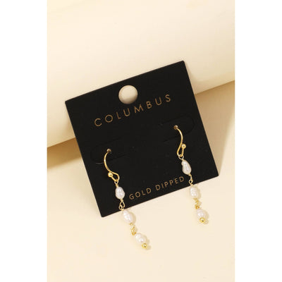 Gold Dipped Pearl Drop Earrings - Gold - 190 Jewelry