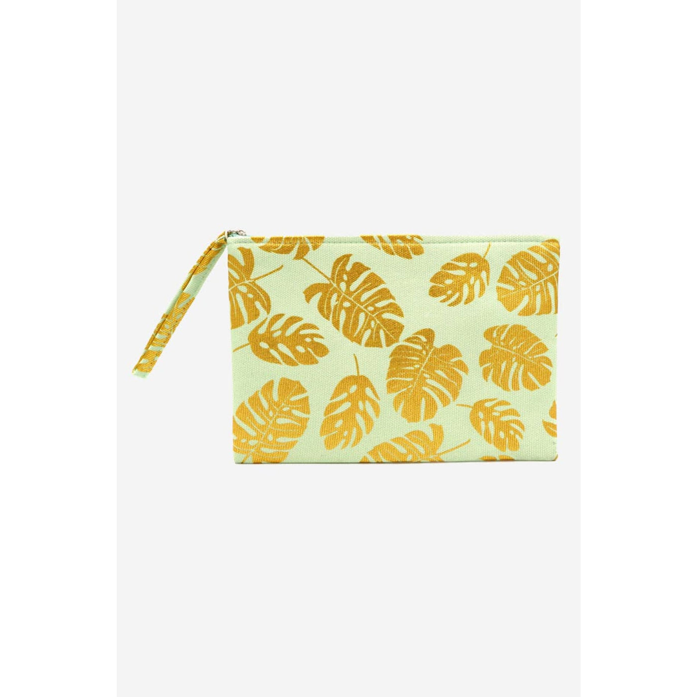 Gold Foil Tropical Leaves Pouch Bag - Mint 210 Other Accessories