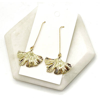 Gold Leaf Dangle Earrings - Gold - 190 Jewelry