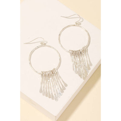 Hammered Bar Earrings - Silver - 190 Jewelry