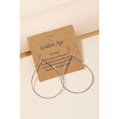 Hammered Teardrop Cutout Earrings - Silver 190 Jewelry