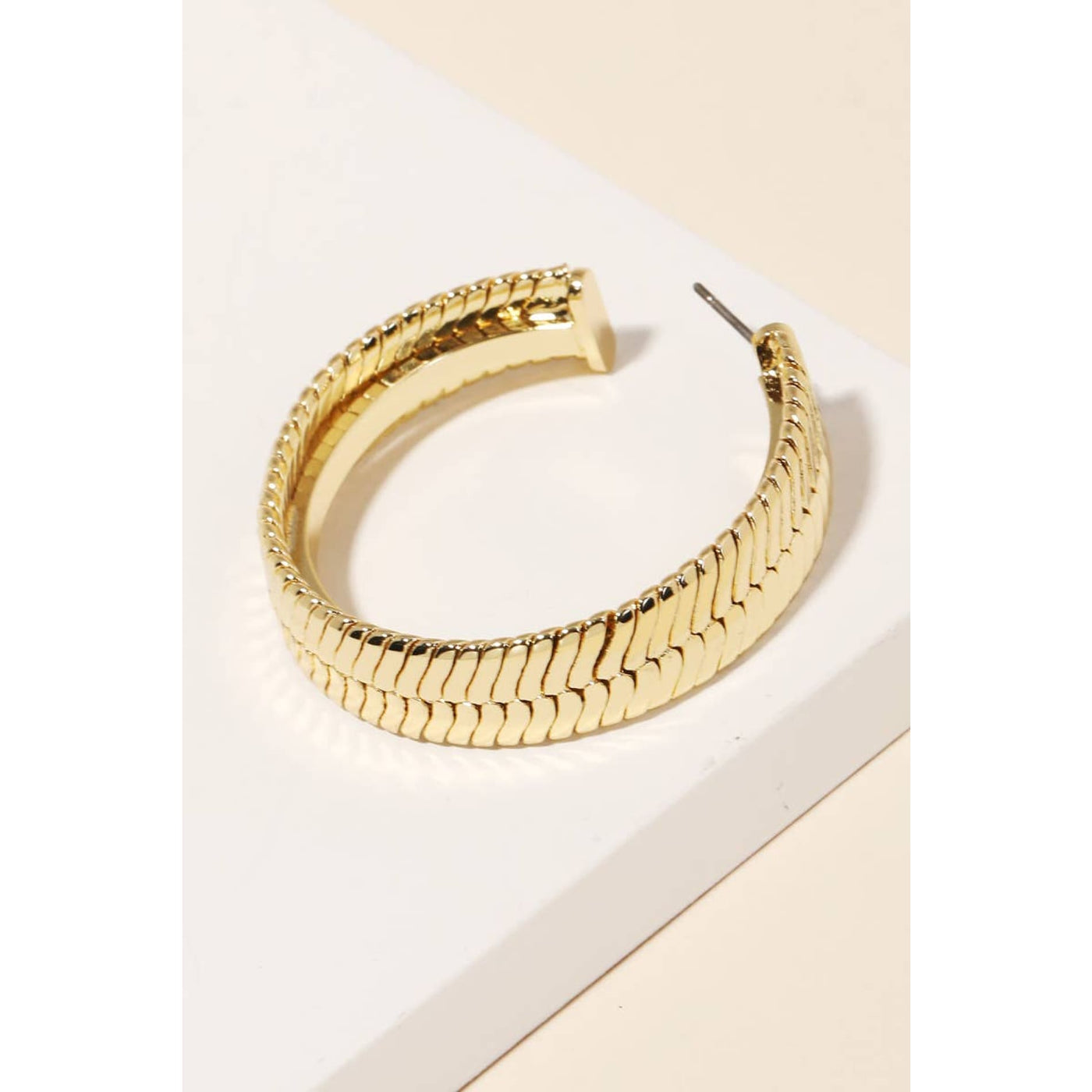 Herringbone Hoop Earrings - Gold - 190 Jewelry