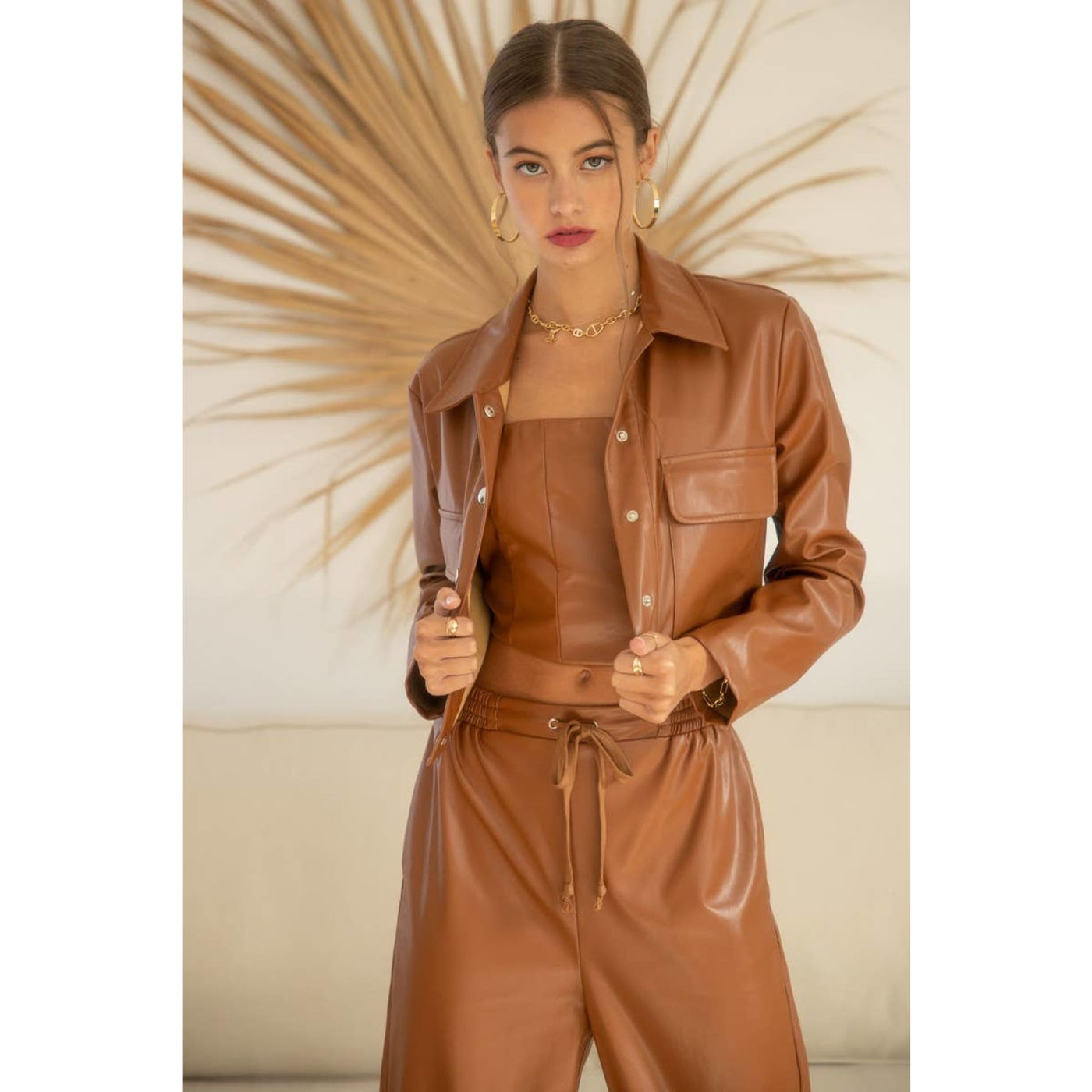 Hold On Faux Leather Crop Jacket - 140 Jackets