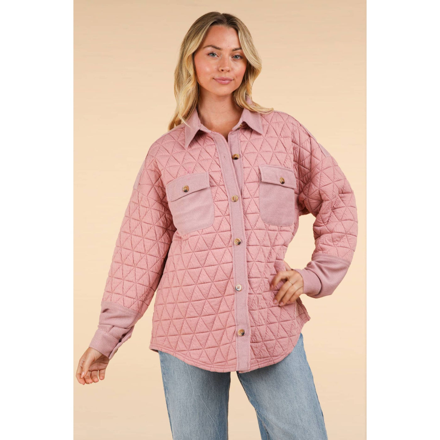 Just A Minute Shacket - S / Blush - 140 Jackets