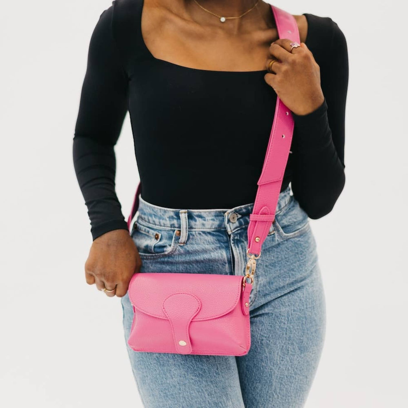 Khloe Vegan Leather Crossbody - Fuchsia - 200 Handbags