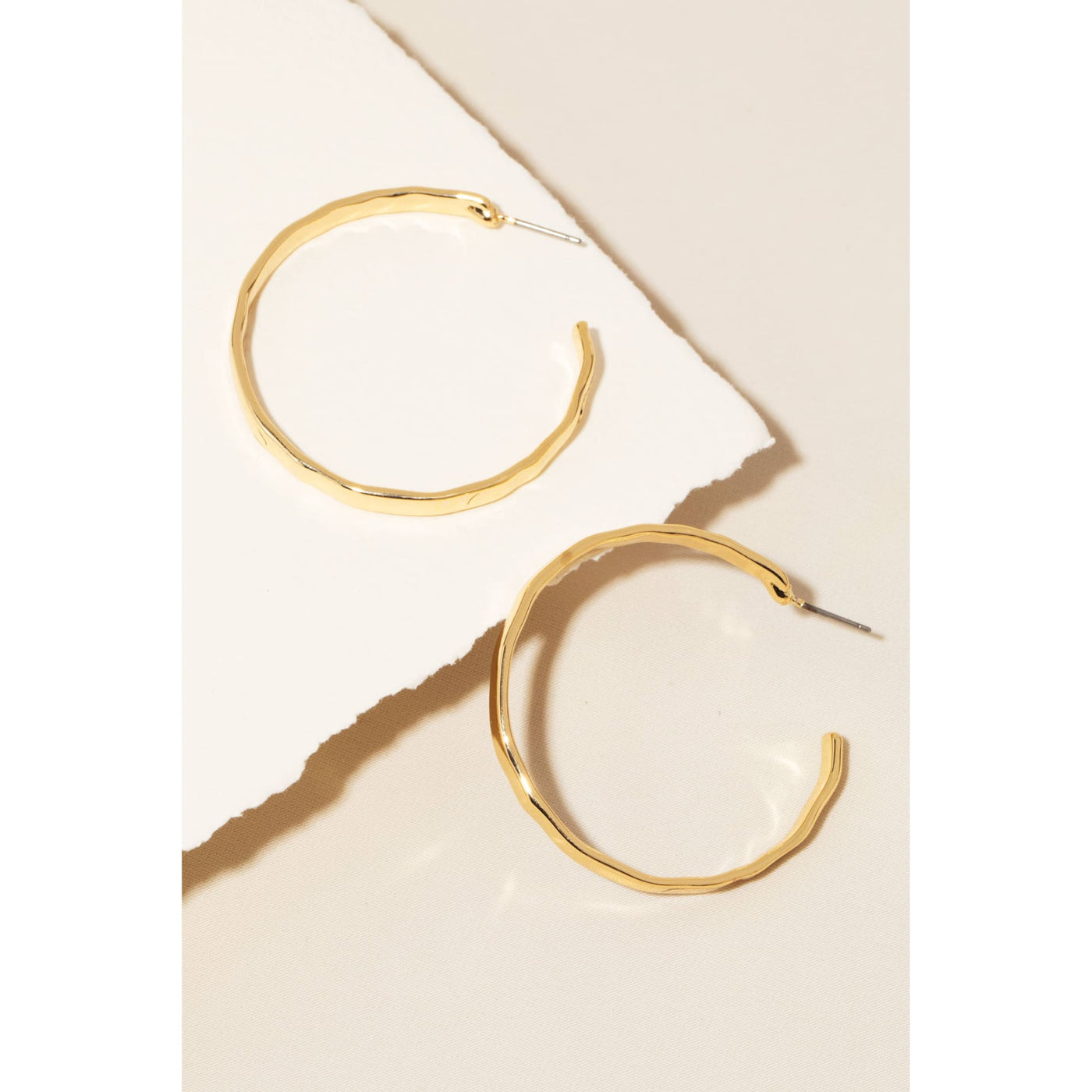 Large Flat Hoop Earrings - Gold - 190