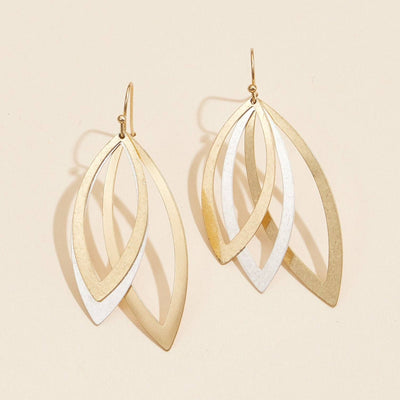 Layered Leaf Metal Earrings - 190 Jewelry