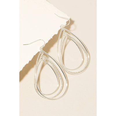 Layered Metallic Tear Dangle Earrings - Silver - 190 Jewelry