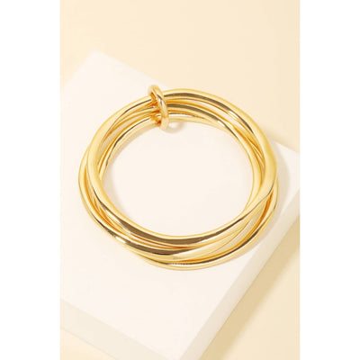 Layered Metallic Tube Bangle Bracelet - Gold / 0224 - 190 Jewelry