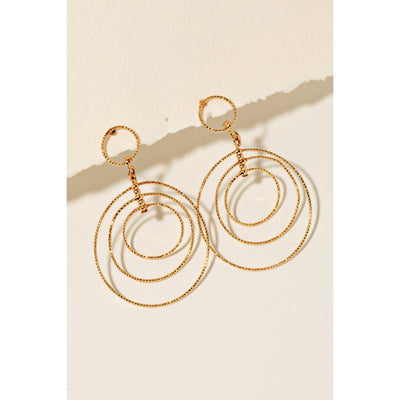 Layered Textured Hoop Earrings - Gold - 190 Jewelry