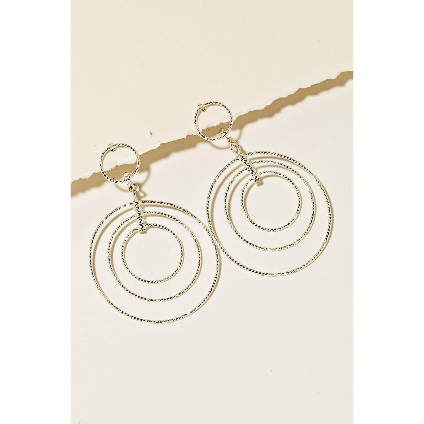 Layered Textured Hoop Earrings - Silver - 190 Jewelry