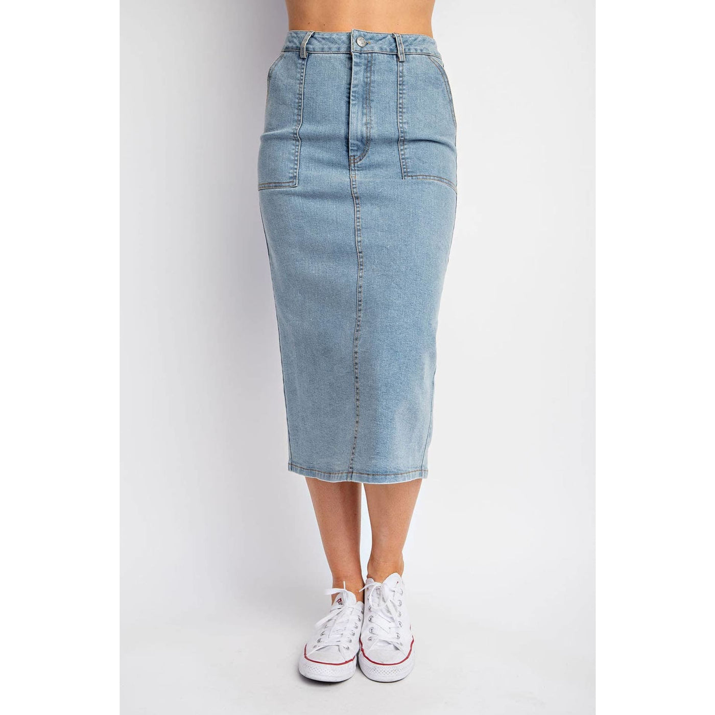 Let’s Not Worry Denim Midi Skirt - 150 Bottoms