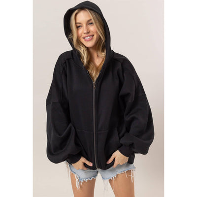 Love You Like That Oversized Zip Up - S / Black - 130 Sweaters/Cardigans