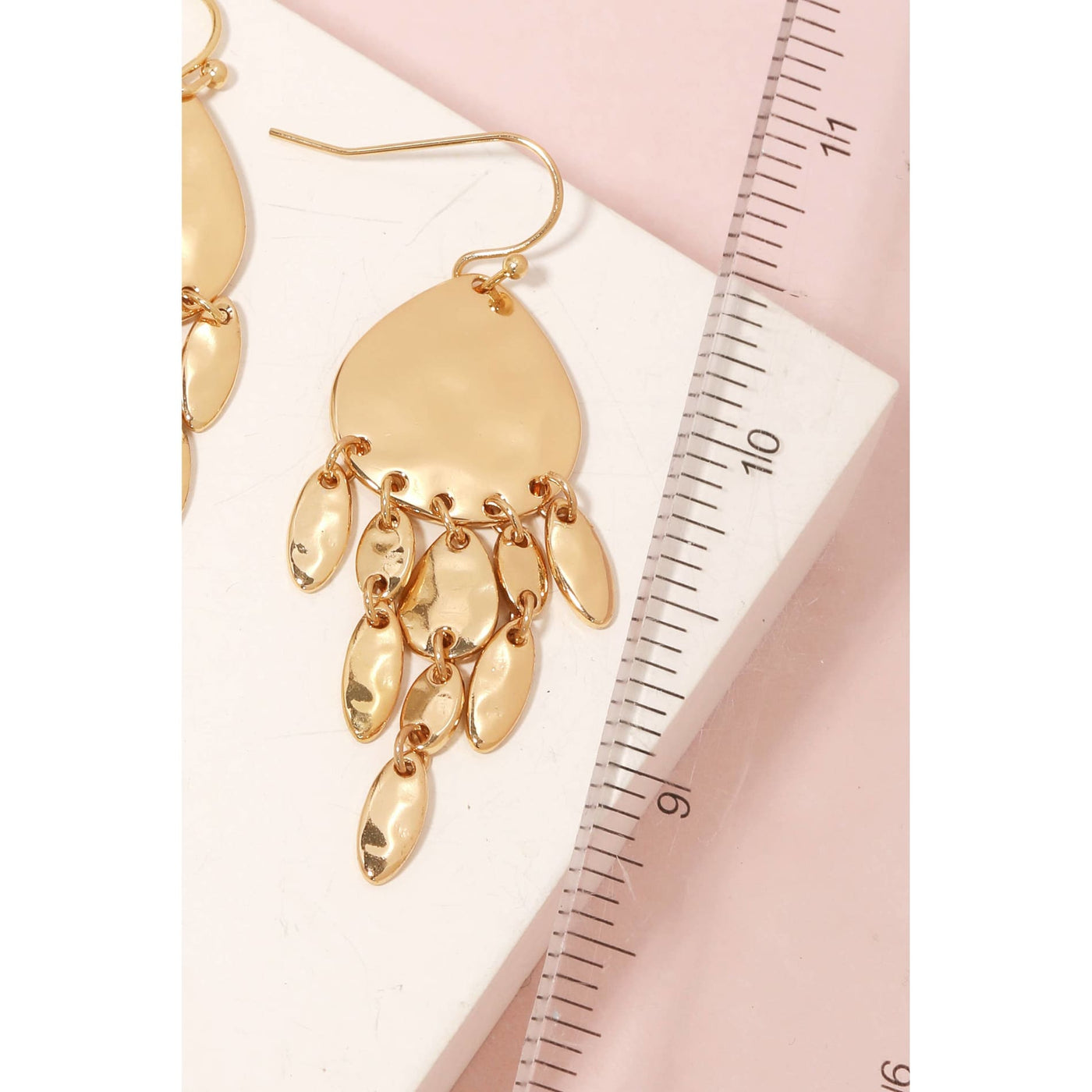 Metallic Oval Chain Fringe Hook Drop Earrings - 190 Jewelry