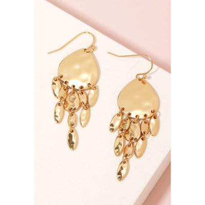 Metallic Oval Chain Fringe Hook Drop Earrings - Gold - 190 Jewelry