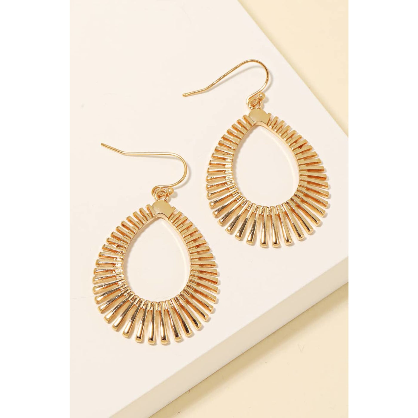 Metallic Tear Dangle Hook Earrings - Gold - 190 Jewelry