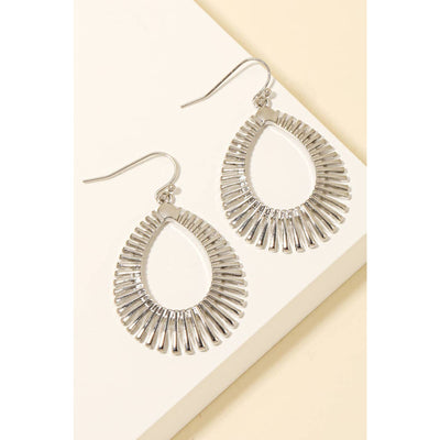 Metallic Tear Dangle Hook Earrings - Silver - 190 Jewelry