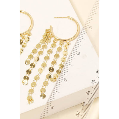 Mini Coin Fringe Hoop Earrings - Gold 190 Jewelry