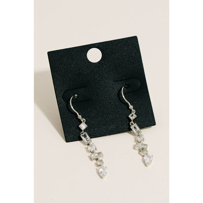 Mixed Rhinestone Shape Chain Drop Earrings - Silver - 190 Jewelry